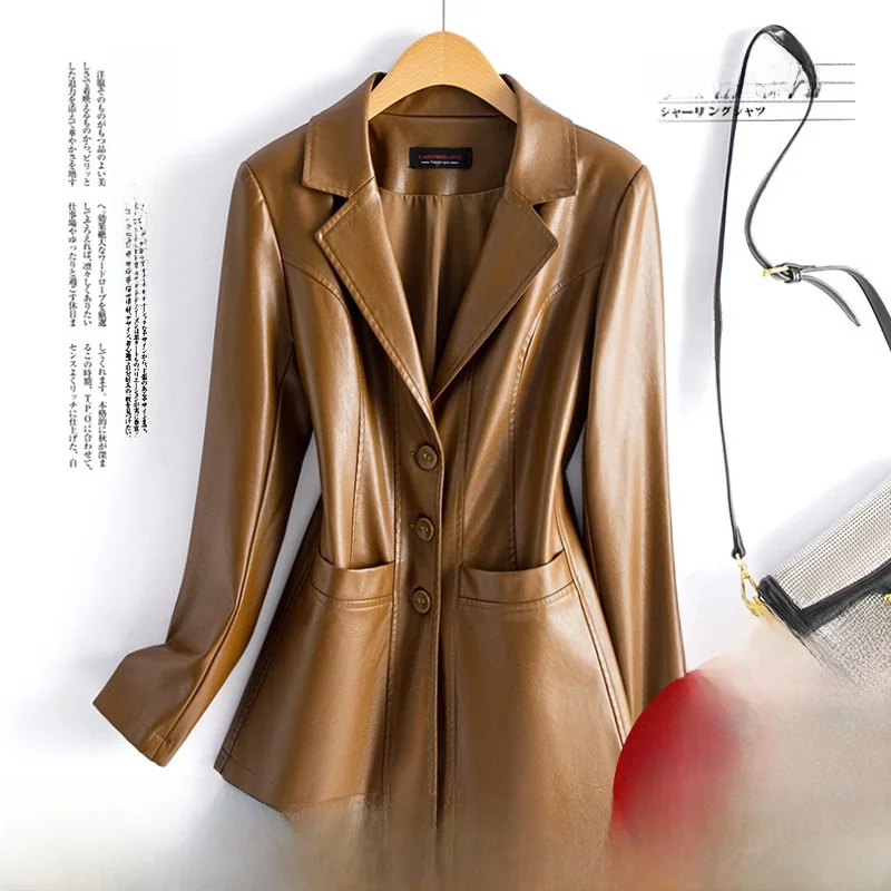 Весна-Осень 2025: Женская приталенная кожаная куртка из натуральной кожи Heining, с отложным воротником, большие размеры
Весна-Осень 2025: Женская приталенная кожаная куртка из натуральной кожи Heining, с отложным воротником, большие размеры