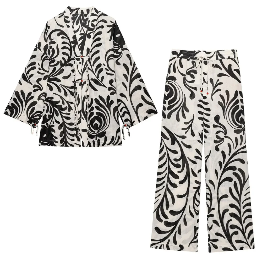 UNIZERA women's printed kimono style outerwear pants for spring and summer new products for women's clothing
UNIZERA women's printed kimono style outerwear pants for spring and summer new products for women's clothing