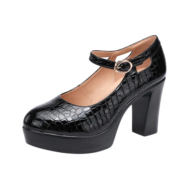 Fashion high quality leather shoes for women Black high heel platform round toe sexy elegant and shoes Wedding leather shoes
Fashion high quality leather shoes for women Black high heel platform round toe sexy elegant and shoes Wedding leather shoes