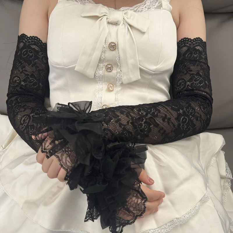 Lace Breathable Long Floral Bubble Sleeves Lolita Elastic Bowknot Ruffle Fingerless Gloves Arm Warmer Party Cosplay Accessories
Lace Breathable Long Floral Bubble Sleeves Lolita Elastic Bowknot Ruffle Fingerless Gloves Arm Warmer Party Cosplay Accessories