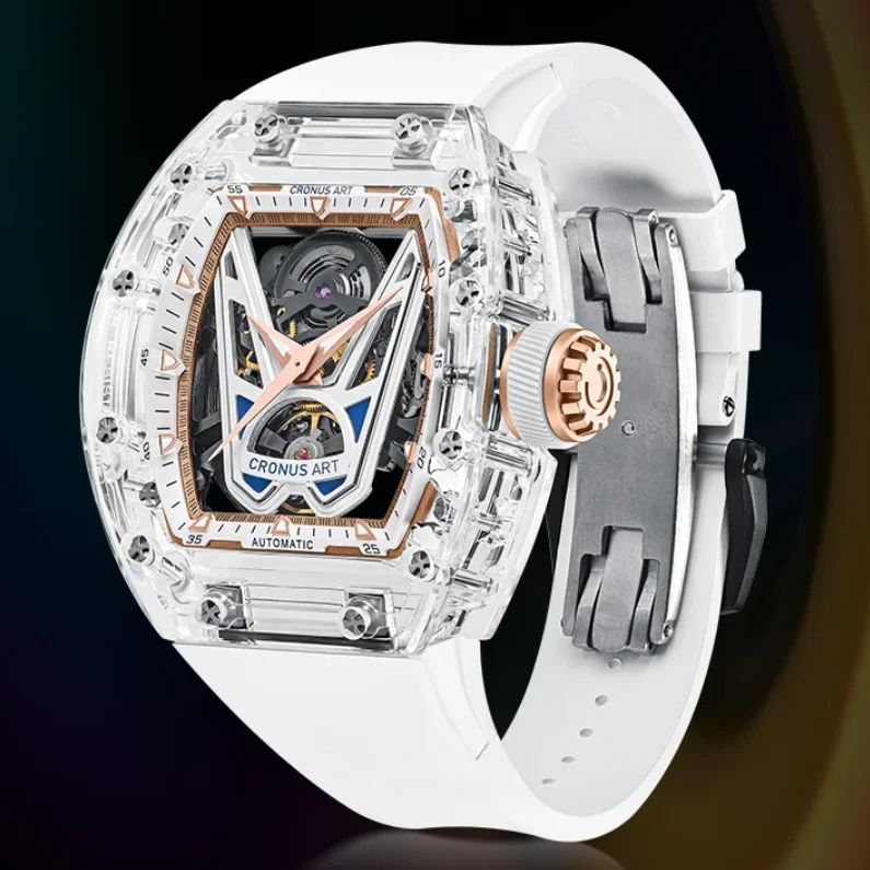 Мужские автоматические часы CRONUSART, 50 мм, акриловый корпус Tonneau, механические наручные часы, светящийся ремешок из фторкаучука, скелетон, циферблат Victory
Мужские автоматические часы CRONUSART, 50 мм, акриловый корпус Tonneau, механические наручные часы, светящийся ремешок из фторкаучука, скелетон, циферблат Victory