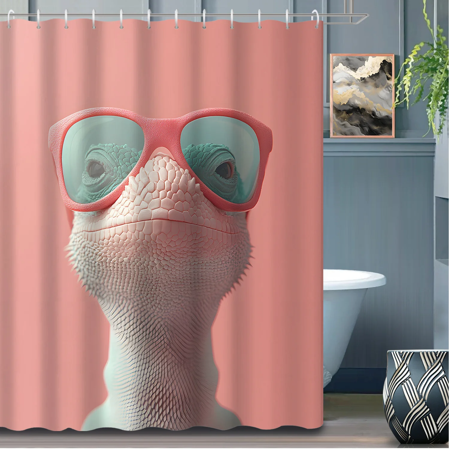 1pc Pink Theme Lizard for Man with Fashion Glasses Shower Curtain, 12 Hooks Bath Curtain, Bathroom Decor 180x180cm
1pc Pink Theme Lizard for Man with Fashion Glasses Shower Curtain, 12 Hooks Bath Curtain, Bathroom Decor 180x180cm