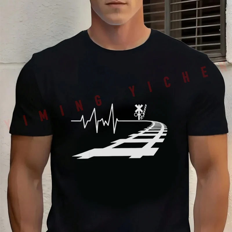 Featuring A Heartbeat Railway Crossing Train Track Design Moto Cotton T-shirt Short Sleeve Casual O-Neck Breathable Unisex Tops
Featuring A Heartbeat Railway Crossing Train Track Design Moto Cotton T-shirt Short Sleeve Casual O-Neck Breathable Unisex Tops