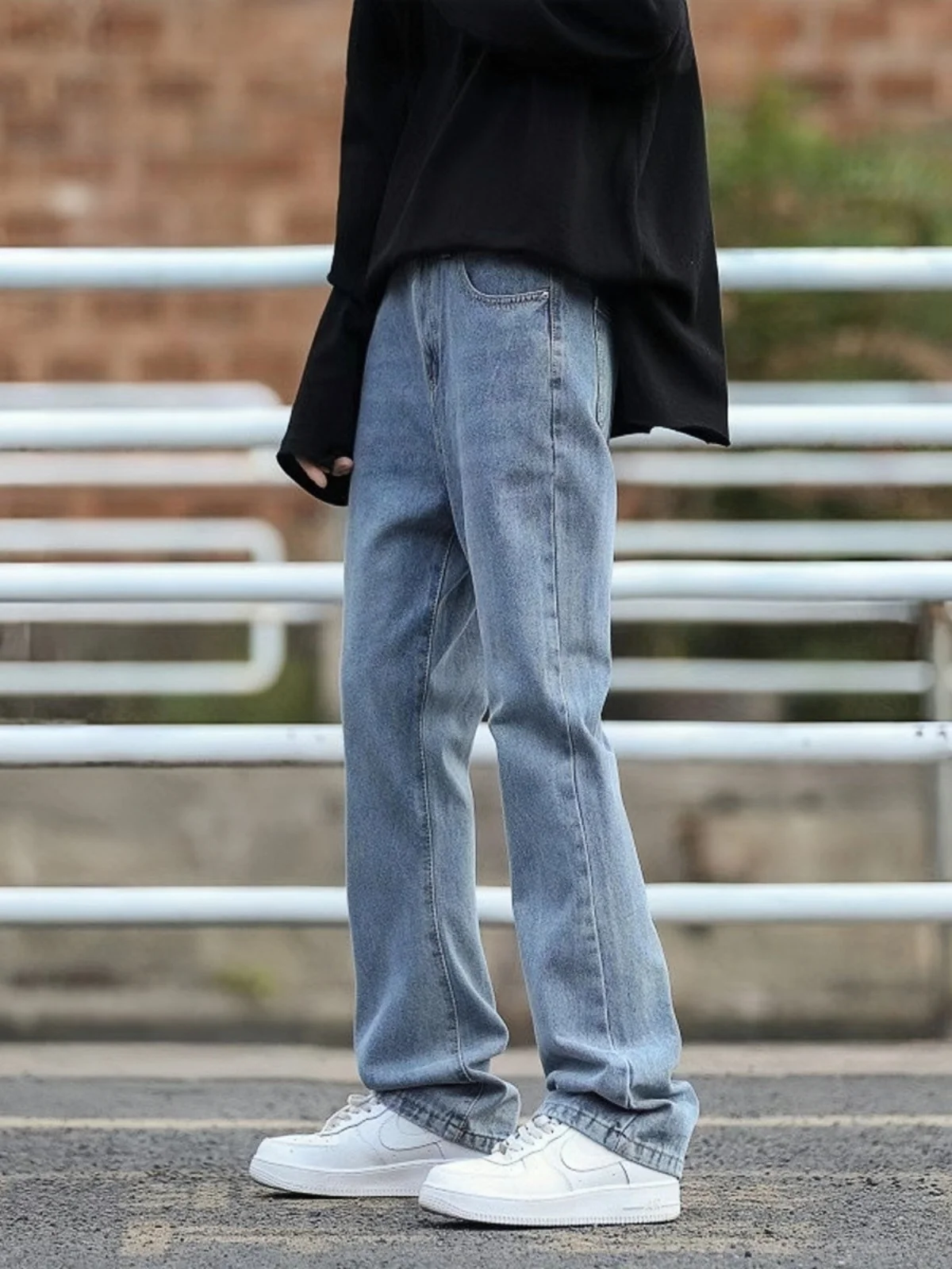 Slim Fit Light Blue American Vintage Waed Men's Jeans Spring Autumn Trendy Straight Leg Vibe High Street Micro Flared Pants
Slim Fit Light Blue American Vintage Waed Men's Jeans Spring Autumn Trendy Straight Leg Vibe High Street Micro Flared Pants