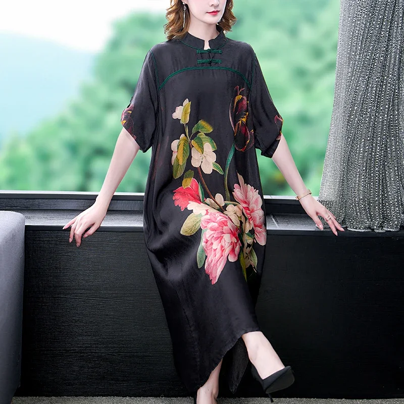 2022 Summer Women Short Sleeve Floral Printed Pattern Vintage Chinese Style Dress , Woman Clohtes 4xl 5xl Cheongsam Dresses
2022 Summer Women Short Sleeve Floral Printed Pattern Vintage Chinese Style Dress , Woman Clohtes 4xl 5xl Cheongsam Dresses