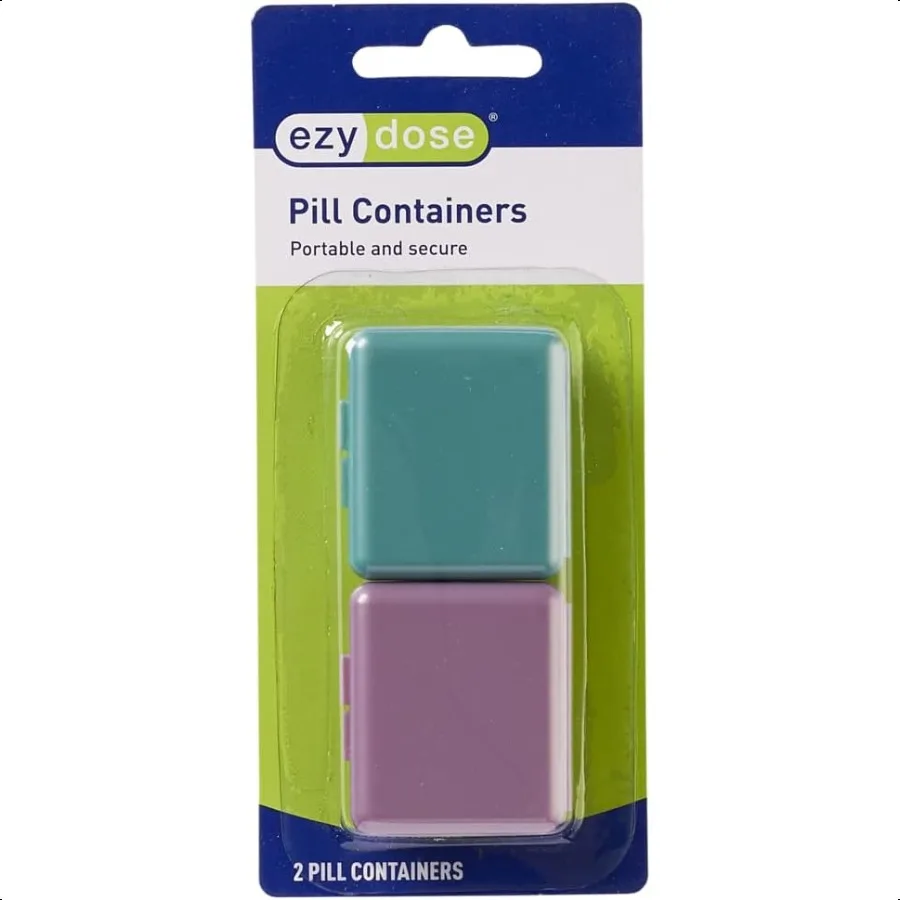 EZY DOSE Daily Travel Pill Organizer Vitamin Organizer Medicine Container Portable Pill Box Assorted Colors 2Pack
EZY DOSE Daily Travel Pill Organizer Vitamin Organizer Medicine Container Portable Pill Box Assorted Colors 2Pack