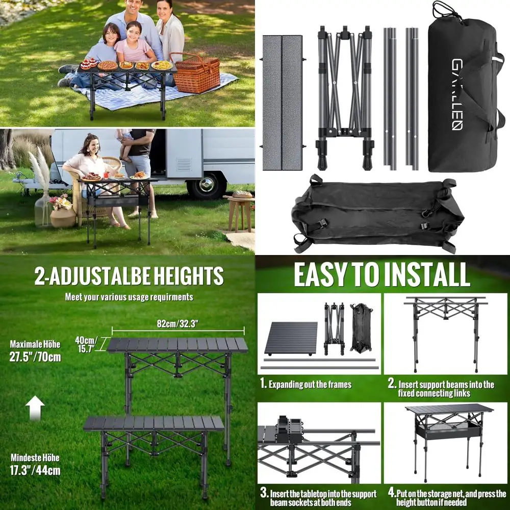 Portable Adjustable Height Roll-Up Camping Table with Storage, Lightweight Picnic Table for Outdoor Activities, 32.2 x 15.7
Portable Adjustable Height Roll-Up Camping Table with Storage, Lightweight Picnic Table for Outdoor Activities, 32.2 x 15.7