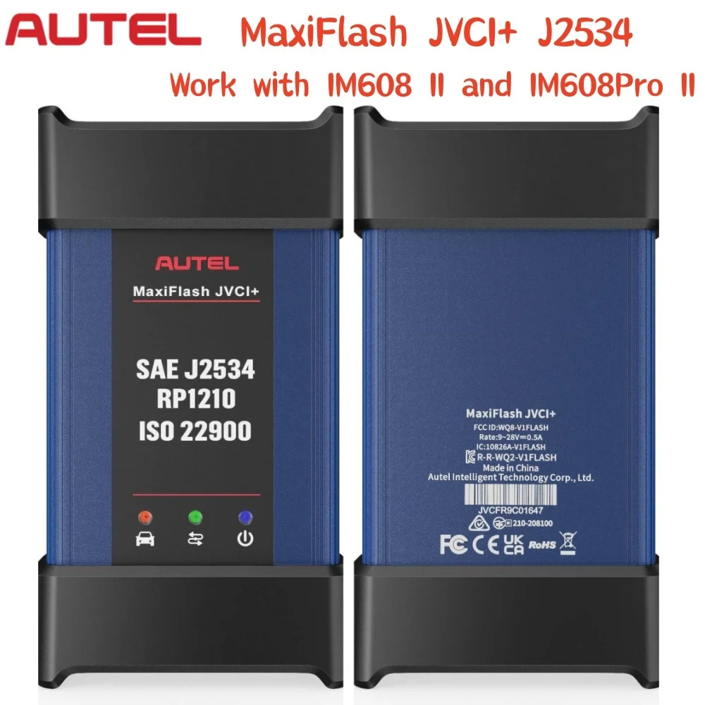 Autel MaxiFlash JVCI+ J2534 RP1210 ISO 22900 Инструмент программатора ECU Устройство программирования ECU работает со сканером IM608 II/IM608Pro II
Autel MaxiFlash JVCI+ J2534 RP1210 ISO 22900 Инструмент программатора ECU Устройство программирования ECU работает со сканером IM608 II/IM608Pro II