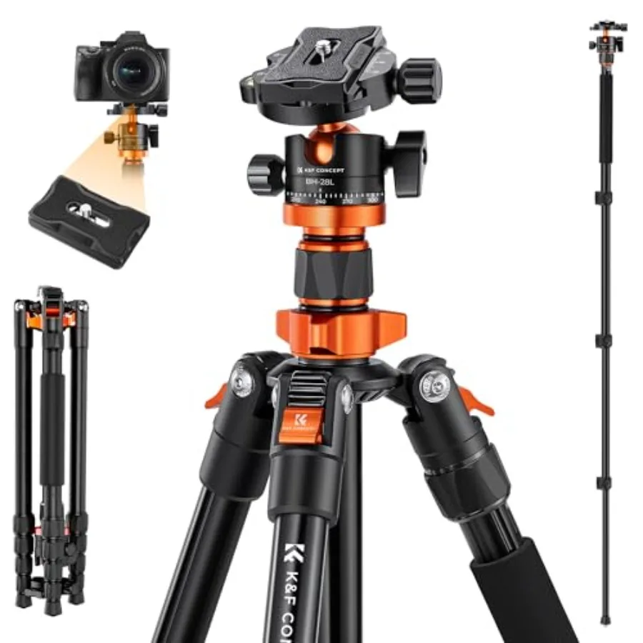 68 inch/175cm Compact Travel Tripod with Monopod 10kg/22lbs Load Capacity 360 Panorama Ball Head Compatible with DSLR Cameras B
68 inch/175cm Compact Travel Tripod with Monopod 10kg/22lbs Load Capacity 360 Panorama Ball Head Compatible with DSLR Cameras B