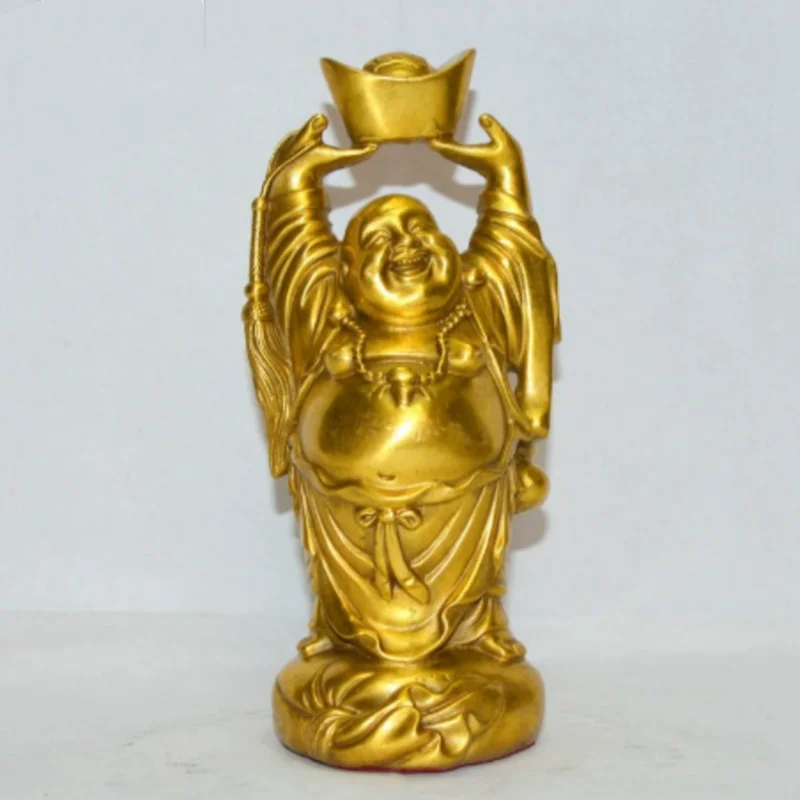 Vintage Brass Laughing Buddha Statue Holding Gold Ingot - Traditional Zen inspired ornaments, Home Altar Decor & Collectible
Vintage Brass Laughing Buddha Statue Holding Gold Ingot - Traditional Zen inspired ornaments, Home Altar Decor & Collectible