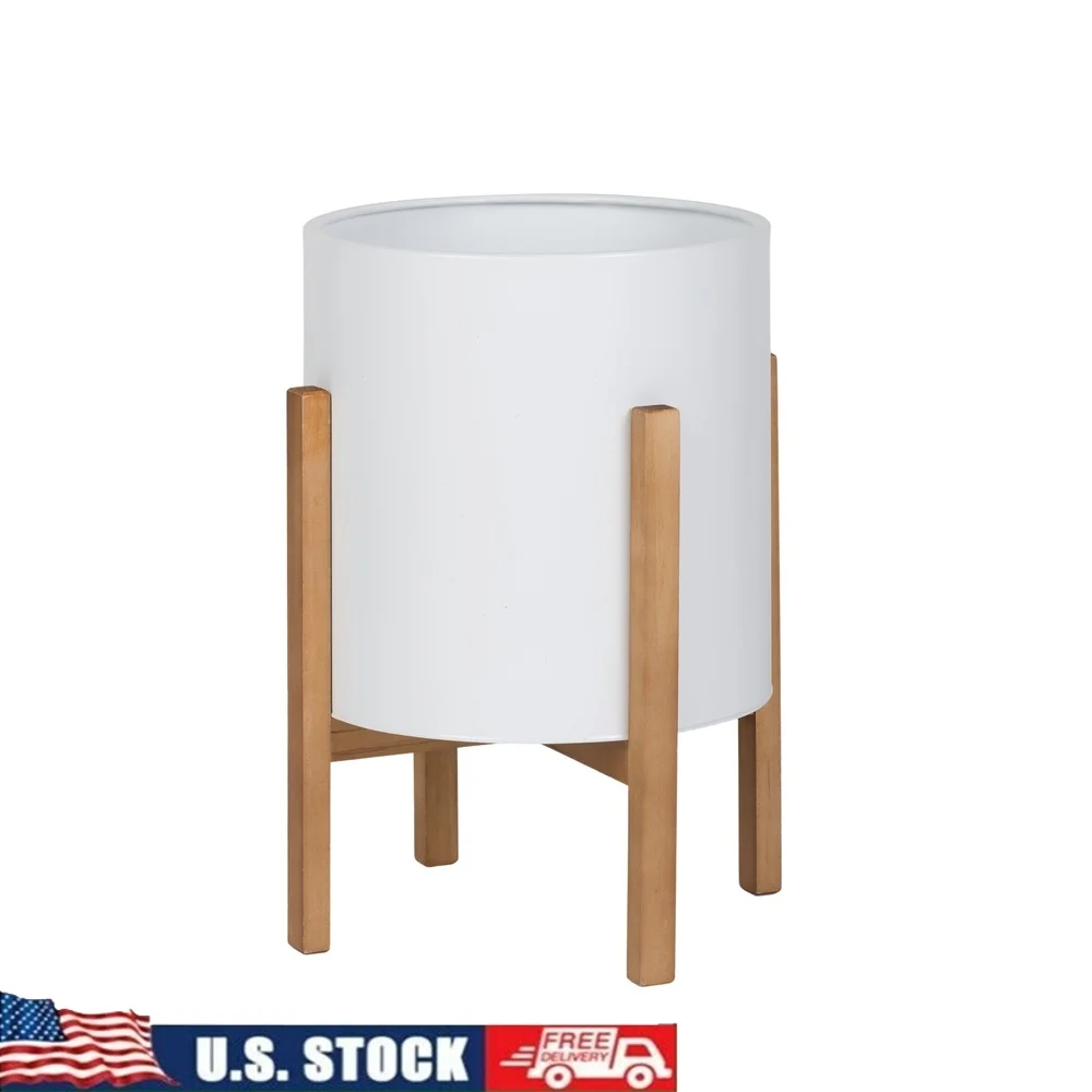 Mid-Century Modern Indoor Metal Planter with Wood Stand 18.25 Inch Height Round Pot Living Room Foyer Decor
Mid-Century Modern Indoor Metal Planter with Wood Stand 18.25 Inch Height Round Pot Living Room Foyer Decor