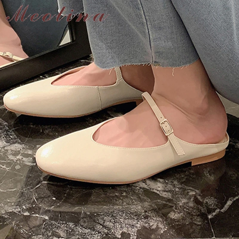Meotina Women Genuine Leather Mules Shoes Round Toe Flats Buckle Mary Janes Concise Ladies Fashion Shoes Summer Autumn Silver
Meotina Women Genuine Leather Mules Shoes Round Toe Flats Buckle Mary Janes Concise Ladies Fashion Shoes Summer Autumn Silver