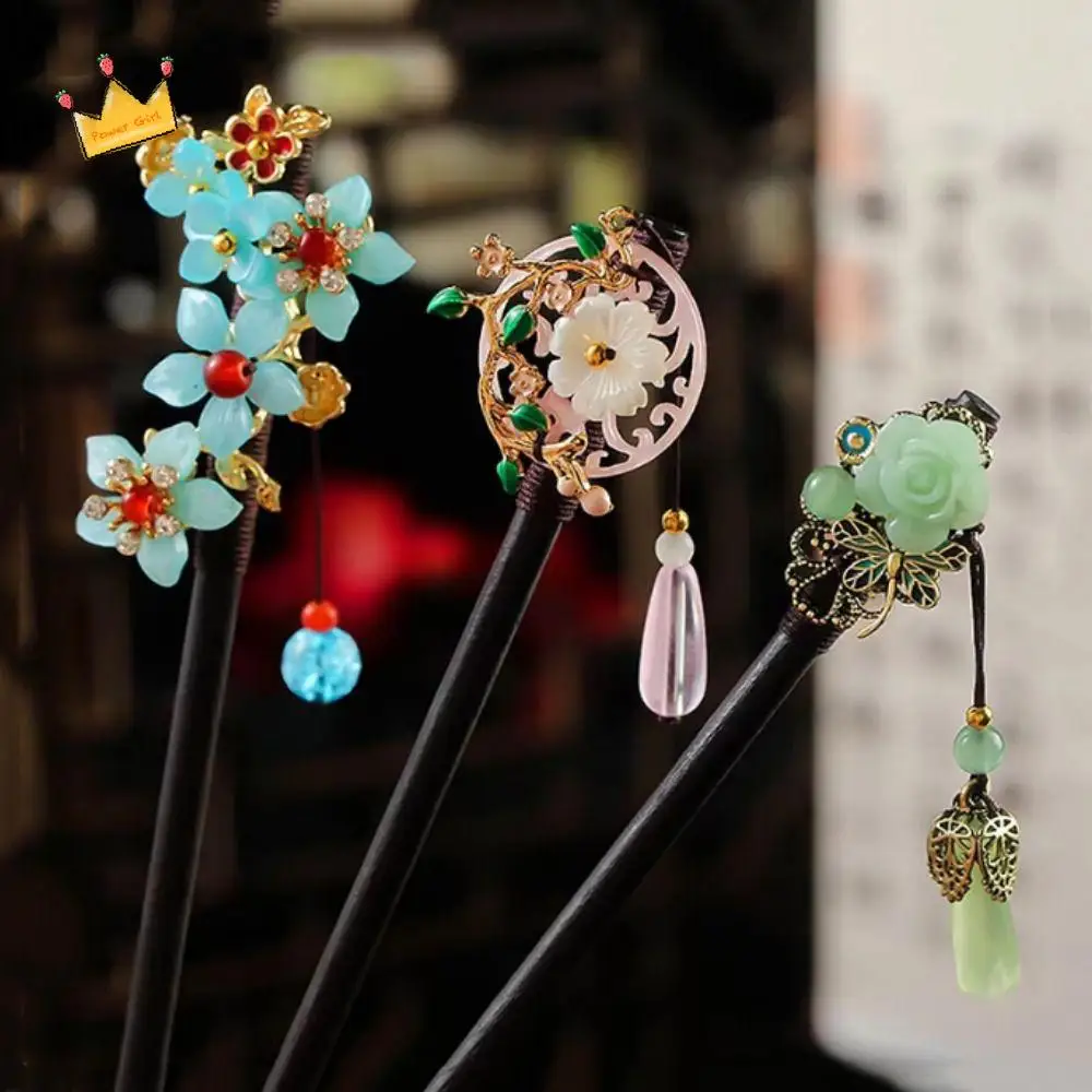 Jewelry Accessories Wooden New Chinese Hair Stick Flower Vintage Hanfu Hair Bun Handmade with Tassel Hairpin Fork for Hanfu
Jewelry Accessories Wooden New Chinese Hair Stick Flower Vintage Hanfu Hair Bun Handmade with Tassel Hairpin Fork for Hanfu