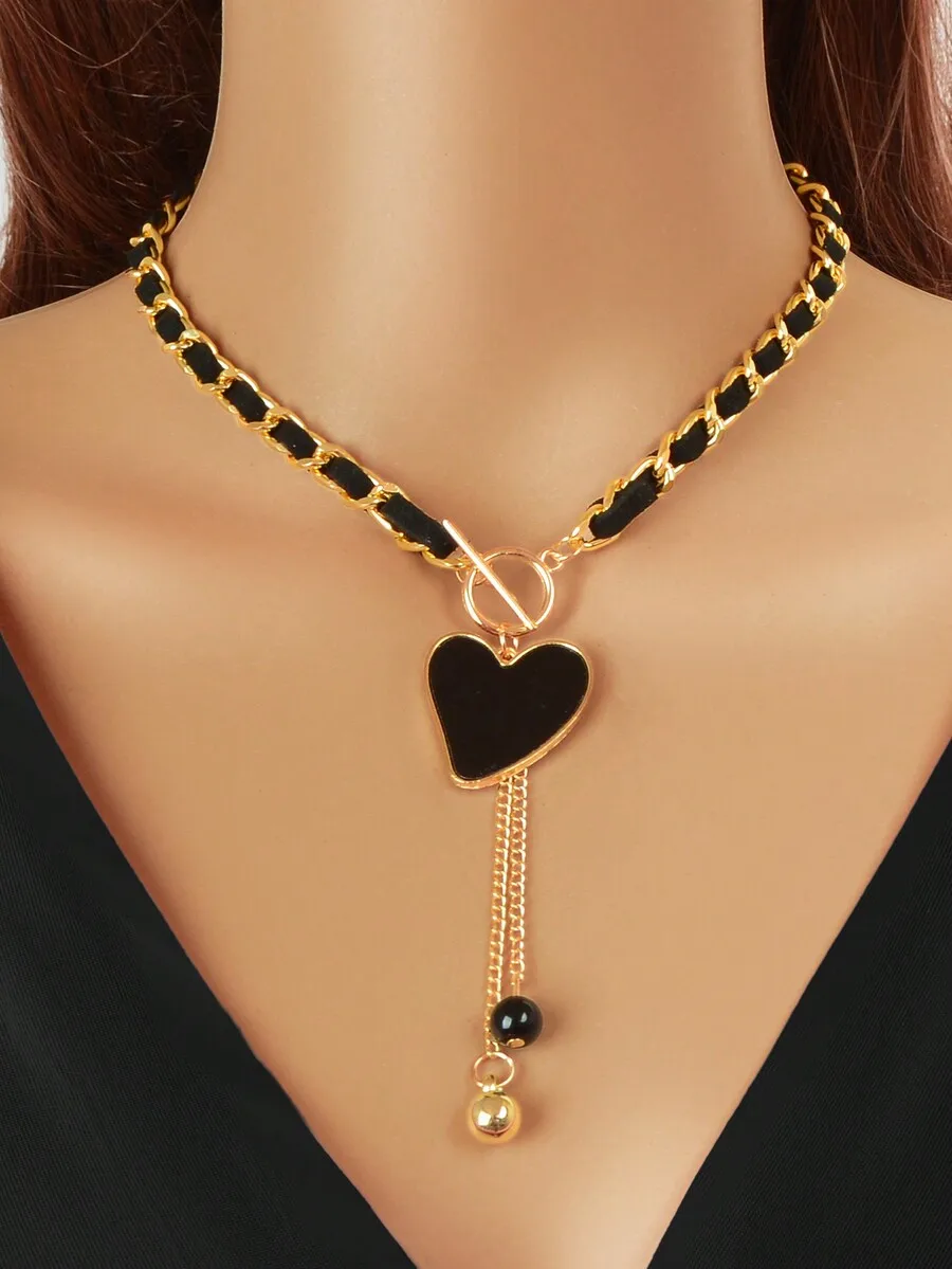 1pc Designer Stylish Heart Charm And Ball Pendant Tassel Braided Long Necklace Women Party Daily Jewelry
1pc Designer Stylish Heart Charm And Ball Pendant Tassel Braided Long Necklace Women Party Daily Jewelry