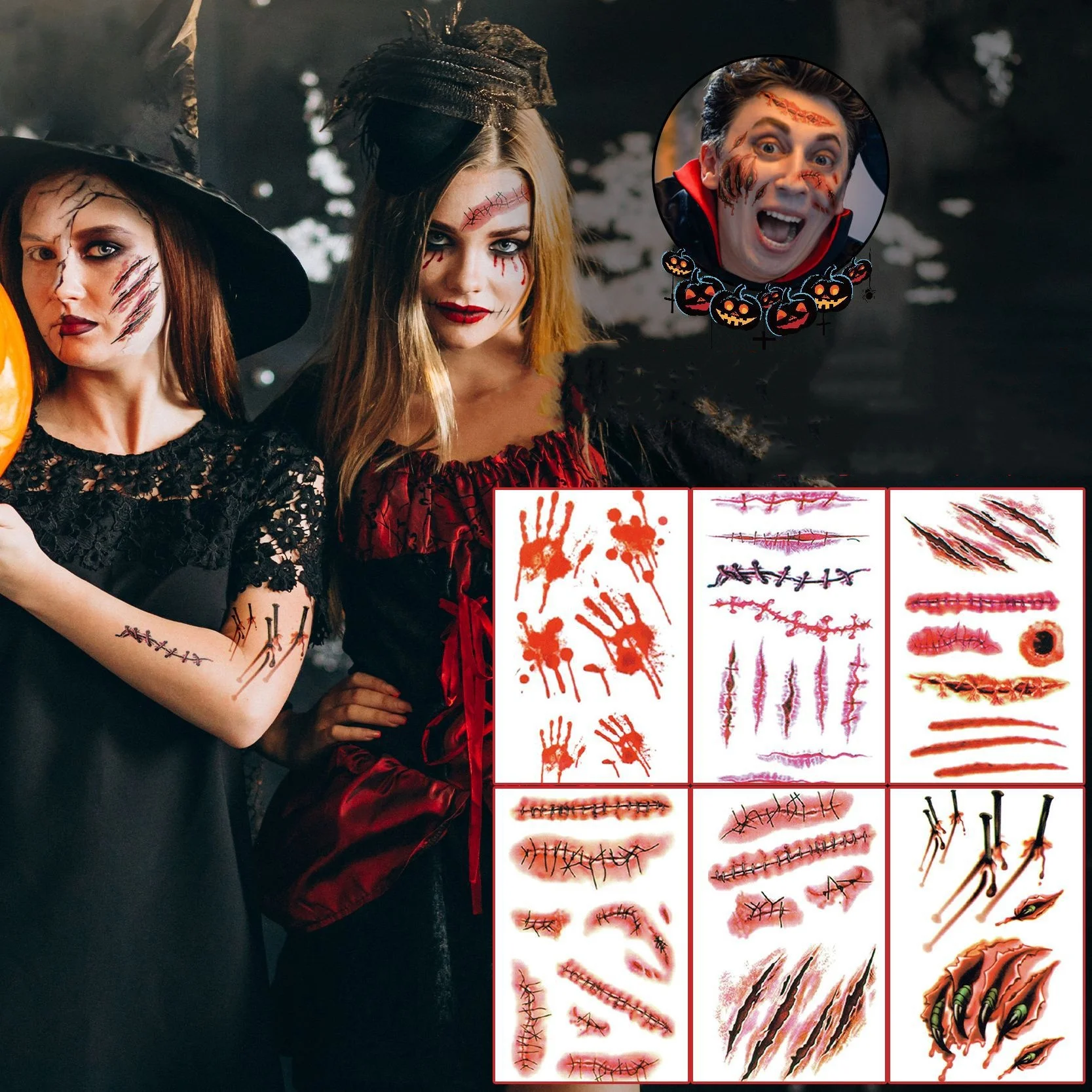 5 Sheets Halloween Bloody Wound Scary Tattoo Stickers Waterproof Temporary Tattoos Patch Party Cosplay Decoration Adult Kid Gift
5 Sheets Halloween Bloody Wound Scary Tattoo Stickers Waterproof Temporary Tattoos Patch Party Cosplay Decoration Adult Kid Gift