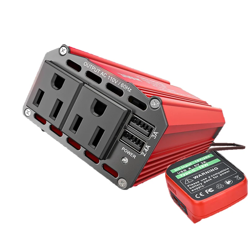 300W Portable Power Inverter DC Charger Adapter Power Inverter Compatible with For Makita/DW/Milwaukee 18/20V Lithium Batteries
300W Portable Power Inverter DC Charger Adapter Power Inverter Compatible with For Makita/DW/Milwaukee 18/20V Lithium Batteries