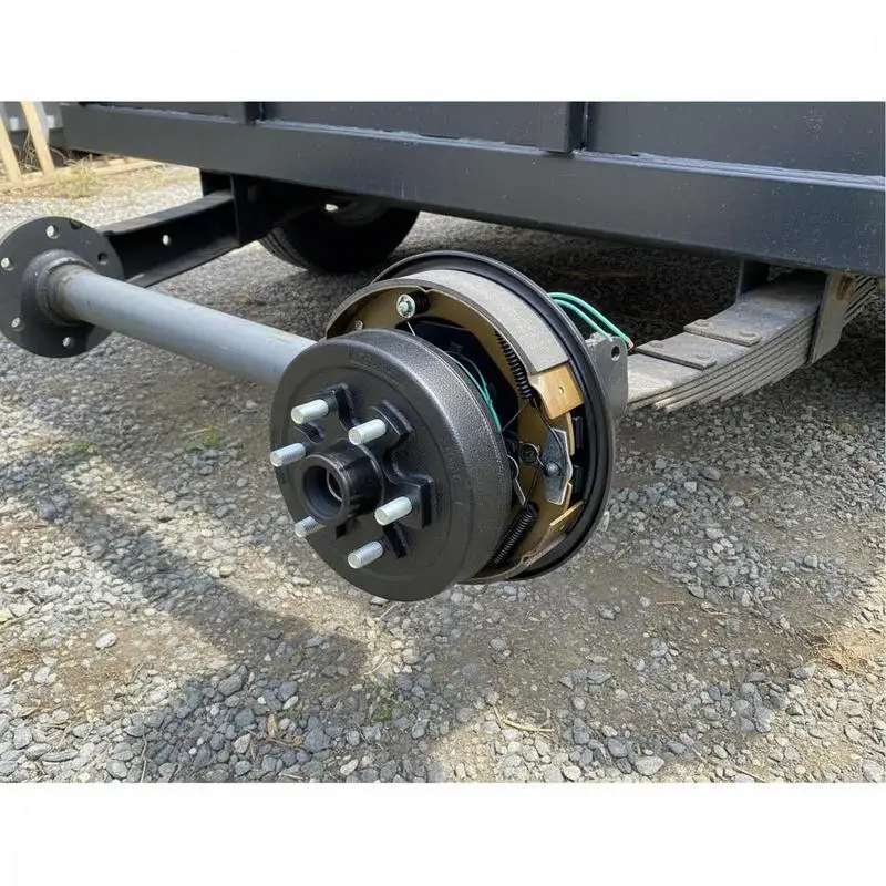 Trailer Wheel Hub Drum Assembly 5 on 4.5" B.C. 10" x 2-1/4" For Cargo Hauling, Equipment Transport, Utility Trailer, 3500 lbs Axle Load Capacity Self-Adjusting Mechanism 4-Hole Mounting Pattern Backing Plates Brake System Replacement Parts
Trailer Wheel Hub Drum Assembly 5 on 4.5" B.C. 10" x 2-1/4" For Cargo Hauling, Equipment Transport, Utility Trailer, 3500 lbs Axle Load Capacity Self-Adjusting Mechanism 4-Hole Mounting Pattern Backing Plates Brake System Replacement Parts