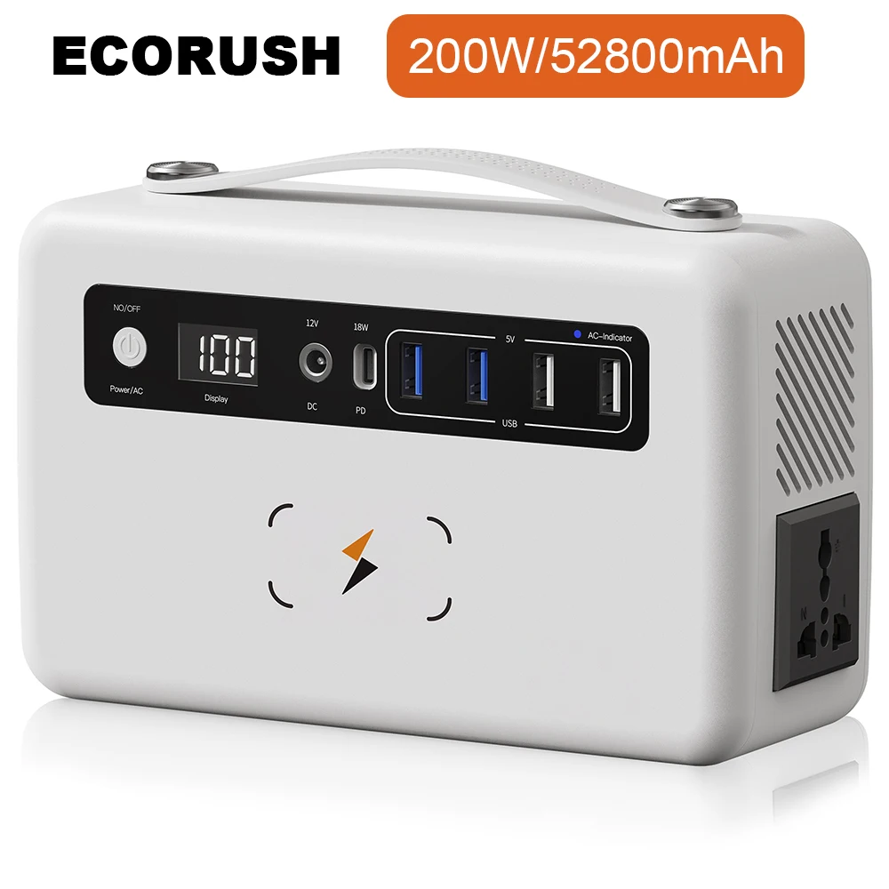 Портативная электростанция ECORUSH 220 В, 200 Вт, 52800 мАч, розетки переменного тока для кемпинга на открытом воздухе, дома на колесах, аварийная ситуация
Портативная электростанция ECORUSH 220 В, 200 Вт, 52800 мАч, розетки переменного тока для кемпинга на открытом воздухе, дома на колесах, аварийная ситуация