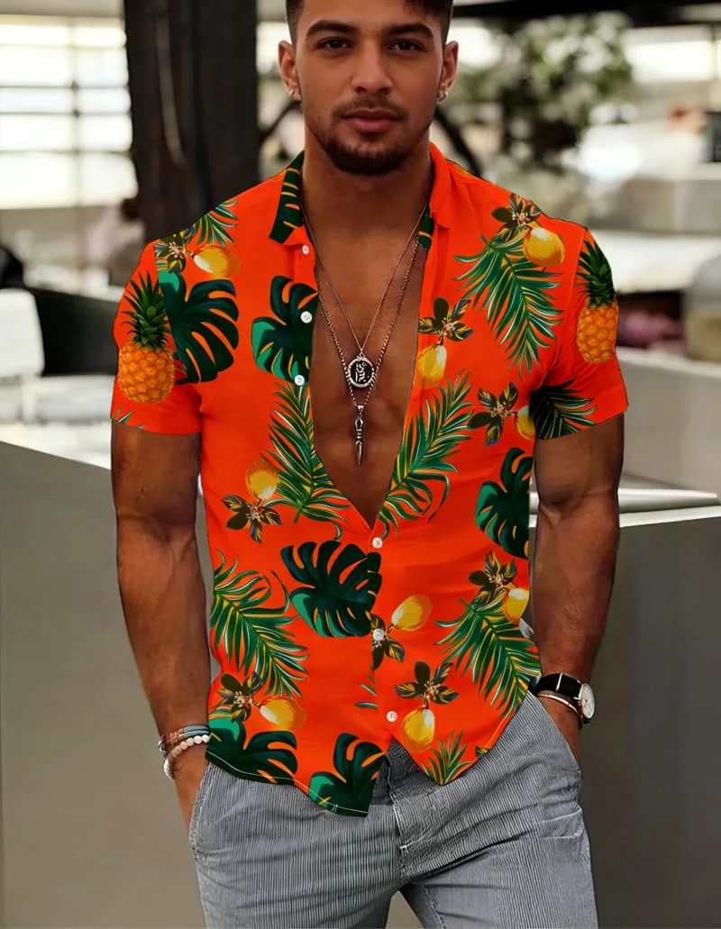 Men's Casual Stylish Tropical Fruit Print Short Sleeve Shirt Casual Fashion For Beach Vacations And Summer Outings
Men's Casual Stylish Tropical Fruit Print Short Sleeve Shirt Casual Fashion For Beach Vacations And Summer Outings