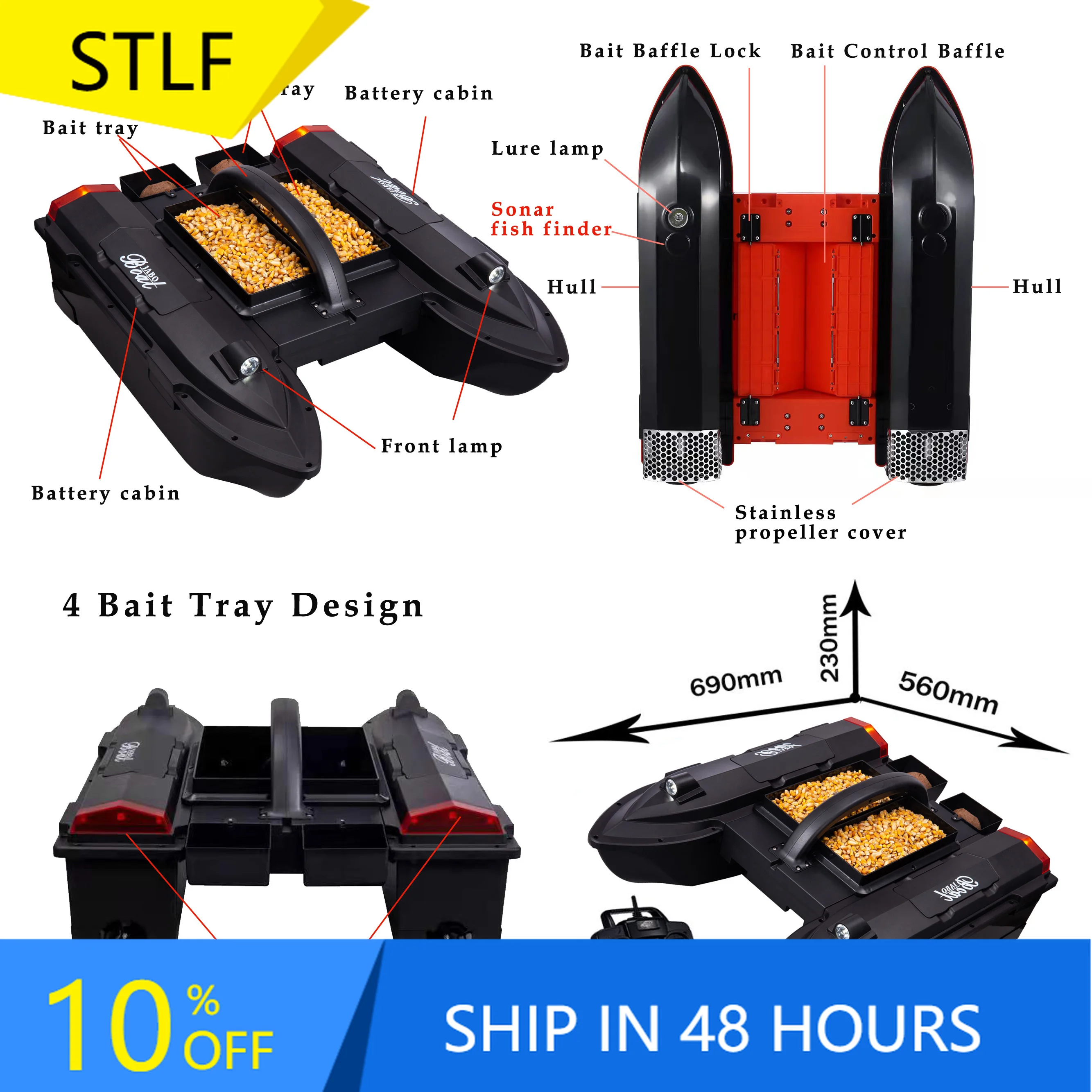 STLFJabo 2 In 1 GPS Auto Pilot 4 Bait Hoppers RC Bait Boat For Carp Fishing With Remote Control
STLFJabo 2 In 1 GPS Auto Pilot 4 Bait Hoppers RC Bait Boat For Carp Fishing With Remote Control