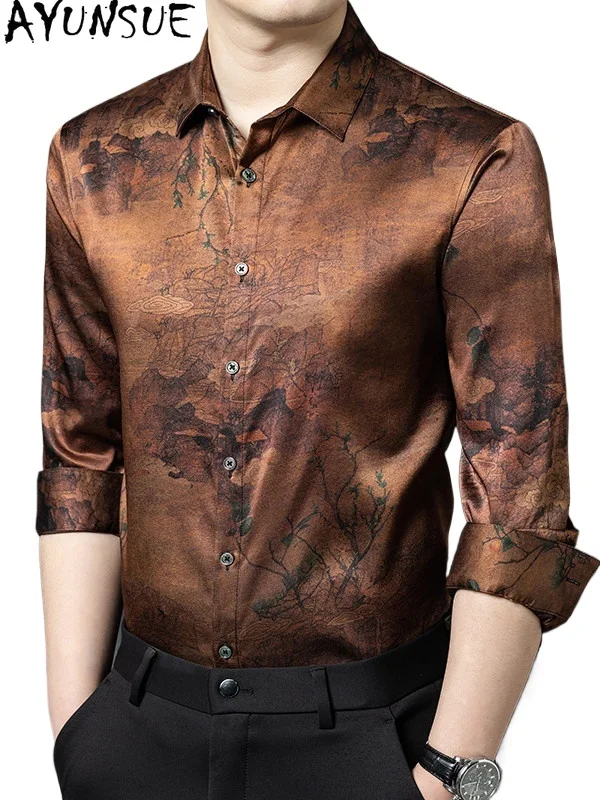 AYUNSUE High Quality 90.8%Real Mulberry Silk Shirt Man Clothes 2026 Casual Long Sleeve Shirts Fashion Gauze Silk Tops Streetwear
AYUNSUE High Quality 90.8%Real Mulberry Silk Shirt Man Clothes 2026 Casual Long Sleeve Shirts Fashion Gauze Silk Tops Streetwear