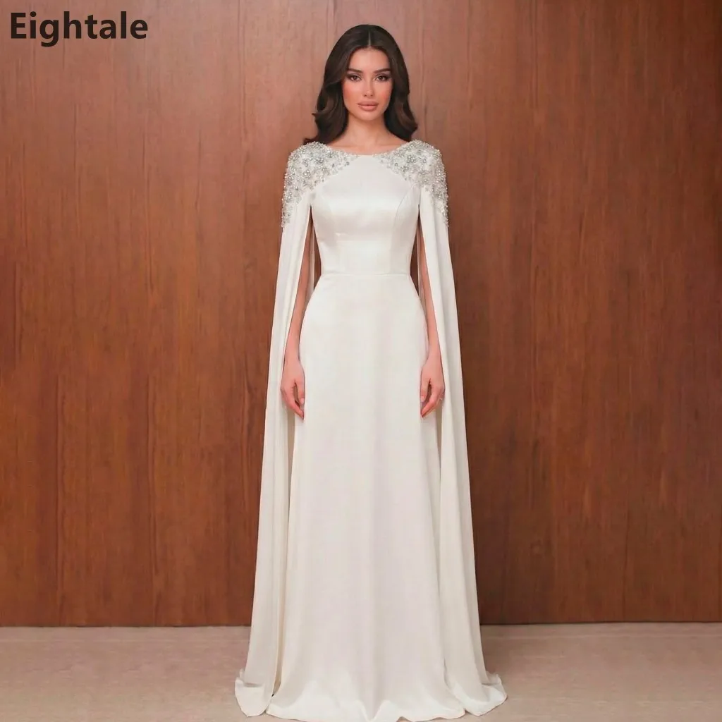 Eightale 2026 Ivory A Line Evening Dress Satin O Neck Beaded Cape Sleeve Prom Dress Formal Party Gown Customized
Eightale 2026 Ivory A Line Evening Dress Satin O Neck Beaded Cape Sleeve Prom Dress Formal Party Gown Customized