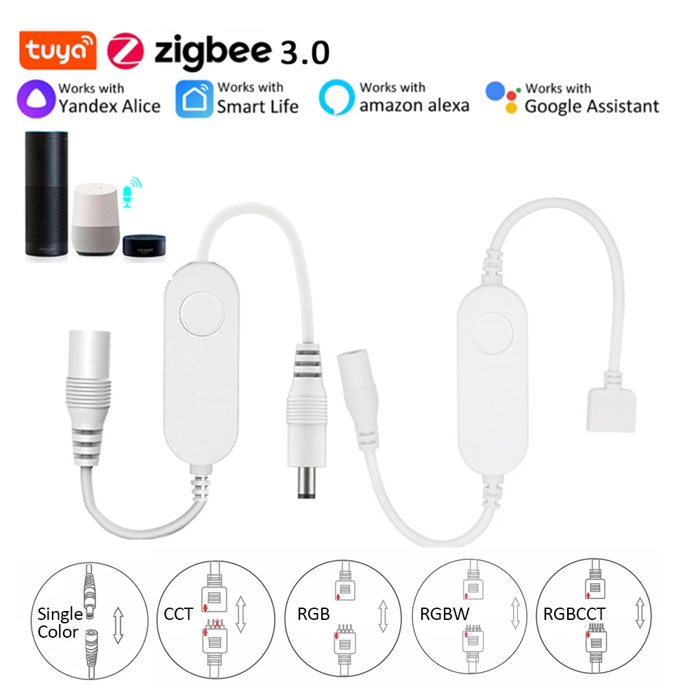 Zigbee 3.0 Tuya LED Controller DC5V 12V 24V for Dimmer Single color CCT RGB RGBW RGBCCT LED Strip Smart Life Alexa APP Control
Zigbee 3.0 Tuya LED Controller DC5V 12V 24V for Dimmer Single color CCT RGB RGBW RGBCCT LED Strip Smart Life Alexa APP Control