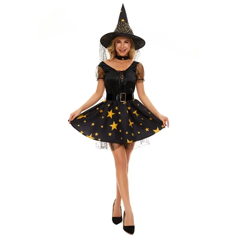 Women Elegant Halloween Party Evil Witch Costume Sexy Witch Cosplay Game Carnival Fancy Dress Up Outfit
Women Elegant Halloween Party Evil Witch Costume Sexy Witch Cosplay Game Carnival Fancy Dress Up Outfit
