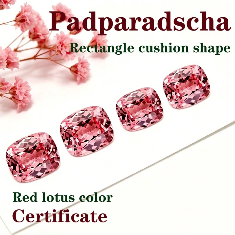 Artificial Gemstone Padparadscha Red Lotus Color Rectangle Cushion Shape Available Certificate Factory Wholesale Price
Artificial Gemstone Padparadscha Red Lotus Color Rectangle Cushion Shape Available Certificate Factory Wholesale Price
