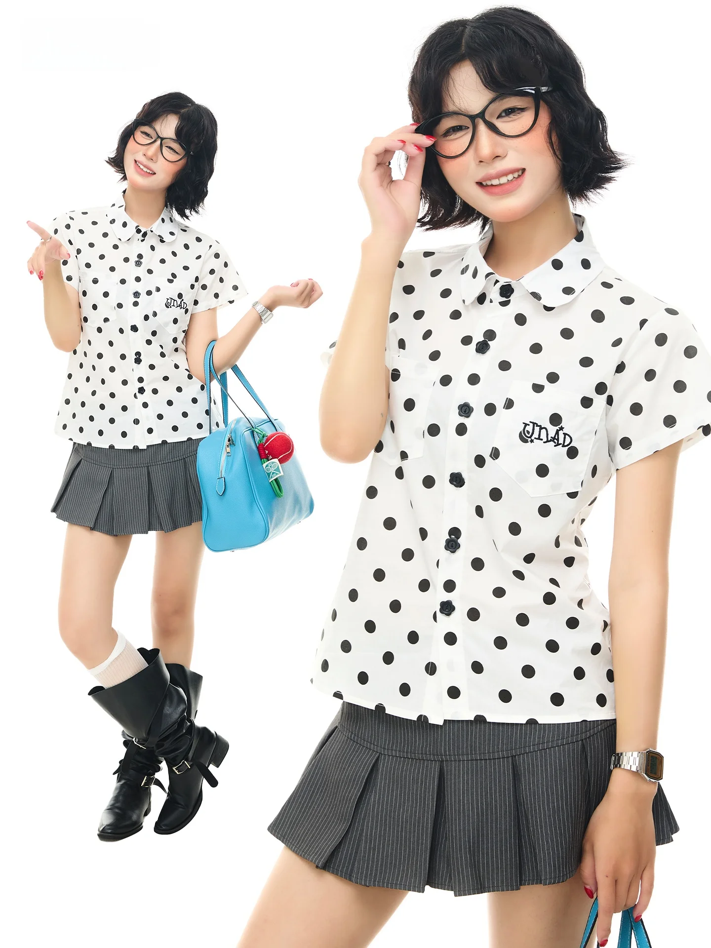 Sanowers College Style Polka Dot Short Sleeve Loose Fit Printed Shirt Women's Summer Slimming Young-looking Short Length Top
Sanowers College Style Polka Dot Short Sleeve Loose Fit Printed Shirt Women's Summer Slimming Young-looking Short Length Top