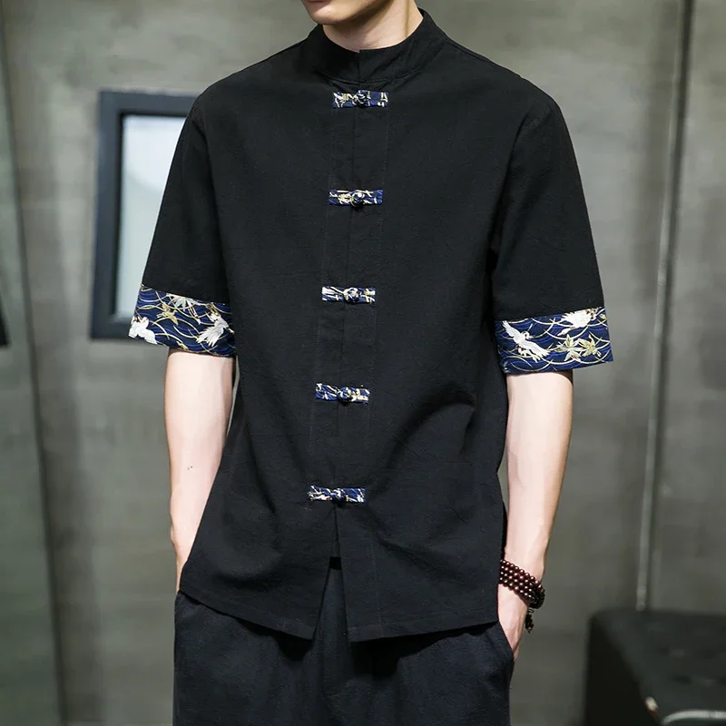 Japanese Kimono Shirt Men Chinese Retro Casual Print Cotton Linen Stitching Short-sleeved Tops Summer Top Quality Men Streetwear
Japanese Kimono Shirt Men Chinese Retro Casual Print Cotton Linen Stitching Short-sleeved Tops Summer Top Quality Men Streetwear