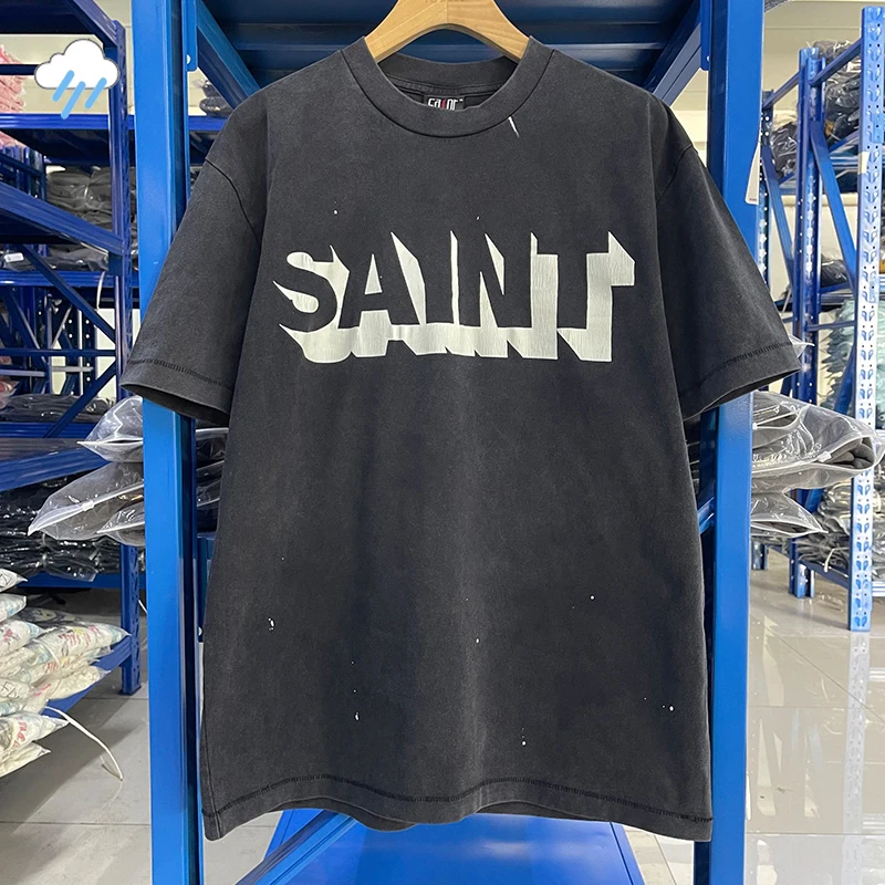 Top Quality Cototn TEE 3D Men Women High Street Vintage Washed Black T-Shirt Cracked Letters Logo Print Saint T Shirt With Tags
Top Quality Cototn TEE 3D Men Women High Street Vintage Washed Black T-Shirt Cracked Letters Logo Print Saint T Shirt With Tags