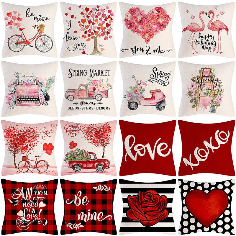 Valentine's Day Decorations Cushion Cover 45x45 cm Pillow Cover Home Decor Rose Love Tree Flower Bike Printed Linen Pillowcase
Valentine's Day Decorations Cushion Cover 45x45 cm Pillow Cover Home Decor Rose Love Tree Flower Bike Printed Linen Pillowcase
