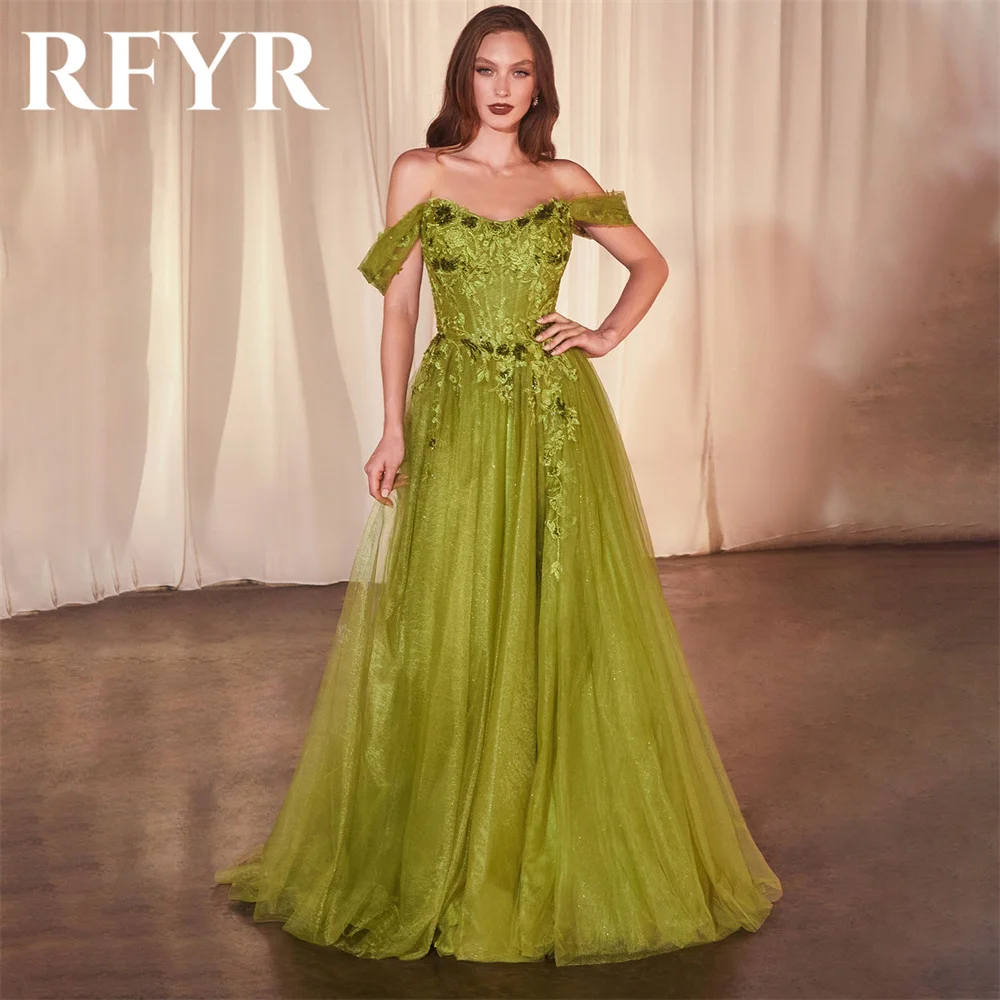 RFYR Green Prom Dress Appliques Evening Party Dresses A Line Dress Floor Length Elegant Off the Shoulder Party Gowns Customized
RFYR Green Prom Dress Appliques Evening Party Dresses A Line Dress Floor Length Elegant Off the Shoulder Party Gowns Customized