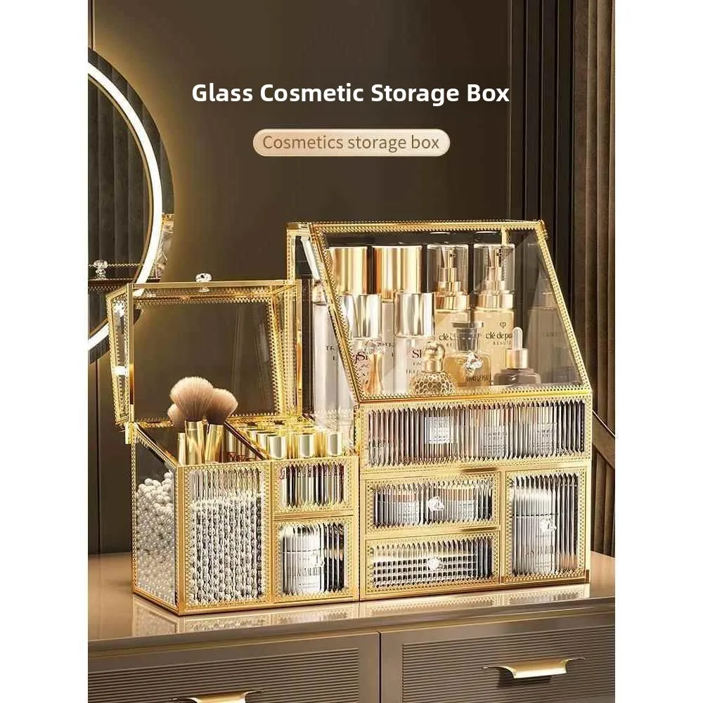 Large Capacity Glass Cosmetic Storage Box Dustproof Home Use Desktop Makeup Desk Lipstick Skincare Premium Feeling Shelf
Large Capacity Glass Cosmetic Storage Box Dustproof Home Use Desktop Makeup Desk Lipstick Skincare Premium Feeling Shelf