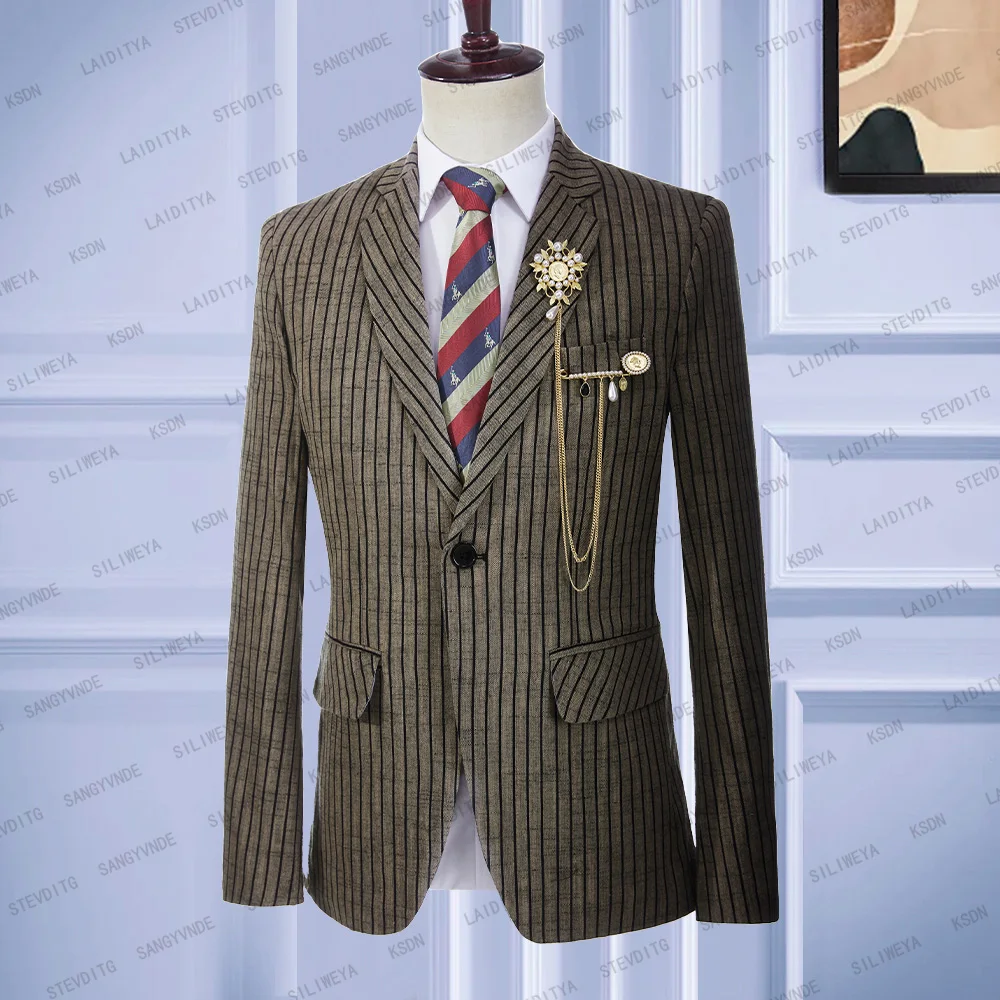 2023 New Men Suit Summer Costume Mariage Homme Light Linen Black Stripe Tuxedo Casual Business Groom Wedding Jacket Blazers Coat
2023 New Men Suit Summer Costume Mariage Homme Light Linen Black Stripe Tuxedo Casual Business Groom Wedding Jacket Blazers Coat