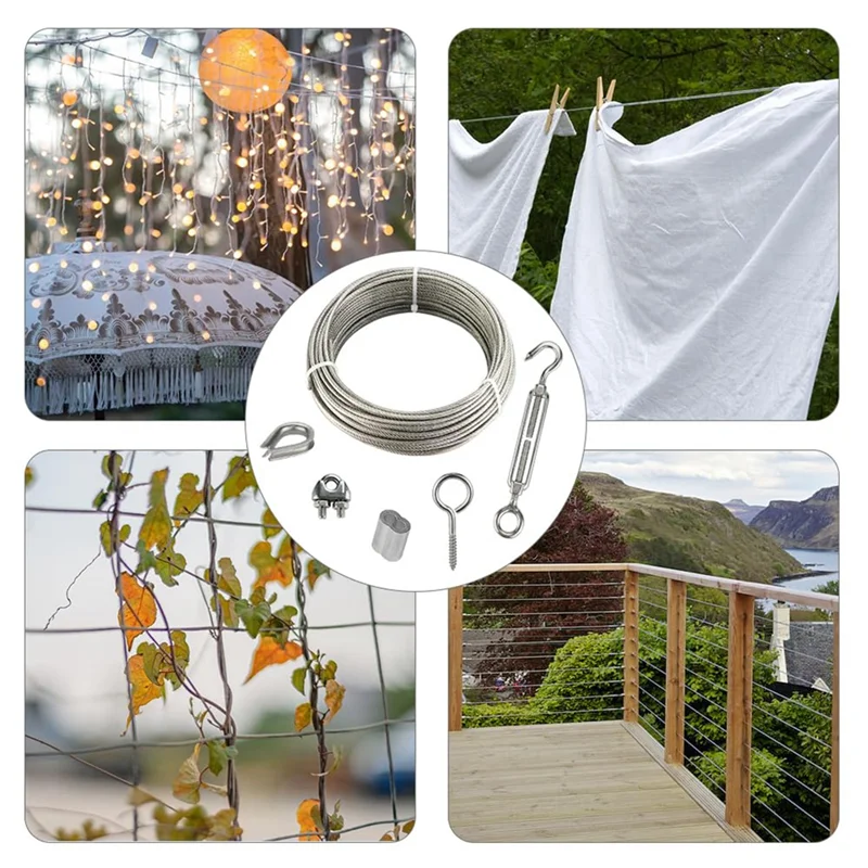 20M Stainless Steel Kit, 3MM Sorting Helps Tighten Rope Wear With M5 Stainless Steel Rope Clamp R Durable Easy To Use
20M Stainless Steel Kit, 3MM Sorting Helps Tighten Rope Wear With M5 Stainless Steel Rope Clamp R Durable Easy To Use