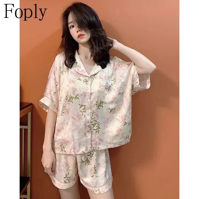 Floral Print Women Pajamas Set Spring Summer 2 Piece Pyjama Satin Silk Sleepwear Shortsleeve Top Shorts Pijama Pjs Loungewear
Floral Print Women Pajamas Set Spring Summer 2 Piece Pyjama Satin Silk Sleepwear Shortsleeve Top Shorts Pijama Pjs Loungewear