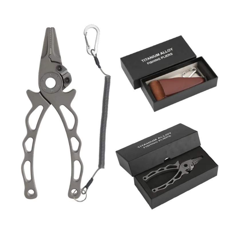 Titanium Alloy Fishing Pliers with Integrated Tungsten Carbide Wire Cutters Durable Leather Sheath Included
Titanium Alloy Fishing Pliers with Integrated Tungsten Carbide Wire Cutters Durable Leather Sheath Included