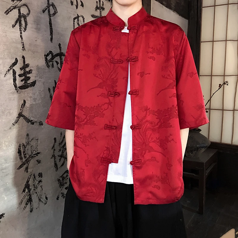 Men's Chinese Style Phoenix Jacquard Hanfu Shirt Stand Collar Short Sleeve Single Breasted Frog Button Shirt M-XXXXXL Plus Size
Men's Chinese Style Phoenix Jacquard Hanfu Shirt Stand Collar Short Sleeve Single Breasted Frog Button Shirt M-XXXXXL Plus Size