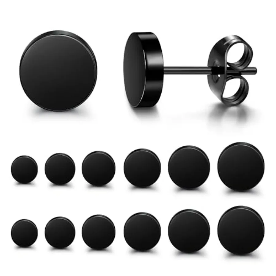 Black Stud Earrings for Men Women Stainless Steel Mens Earrings Hypoallergenic Round CZ Square Black Earring Studs Set 6 Pairs
Black Stud Earrings for Men Women Stainless Steel Mens Earrings Hypoallergenic Round CZ Square Black Earring Studs Set 6 Pairs