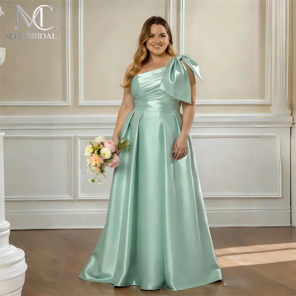 2026 Plus Size Mint Green Bridesmaid Dresses One Shoulder A Line Backless Satin Shiny Maid Of Honor Gowns For Wedding Party
2026 Plus Size Mint Green Bridesmaid Dresses One Shoulder A Line Backless Satin Shiny Maid Of Honor Gowns For Wedding Party