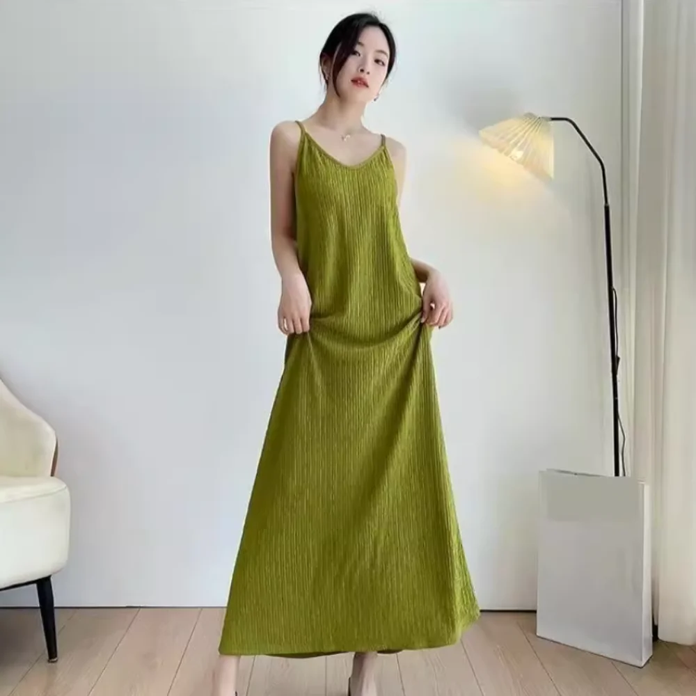 Simple A-line Loose Sling Dress Solid Color Beachwear Sleeveless Long Dress Round Neck Beach Vacation Sundress Streetwear
Simple A-line Loose Sling Dress Solid Color Beachwear Sleeveless Long Dress Round Neck Beach Vacation Sundress Streetwear