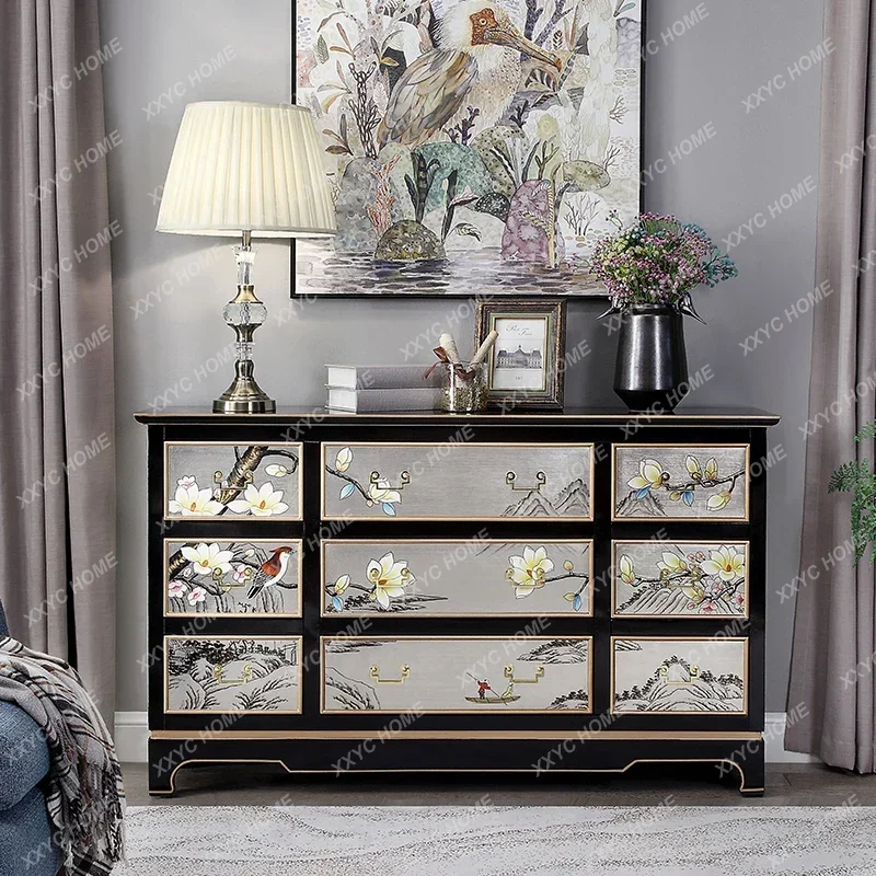 VHNew Chinese nine-chest cabinet drawer multi-bucket locker multi-functional storage paint painted side cabinet
VHNew Chinese nine-chest cabinet drawer multi-bucket locker multi-functional storage paint painted side cabinet
