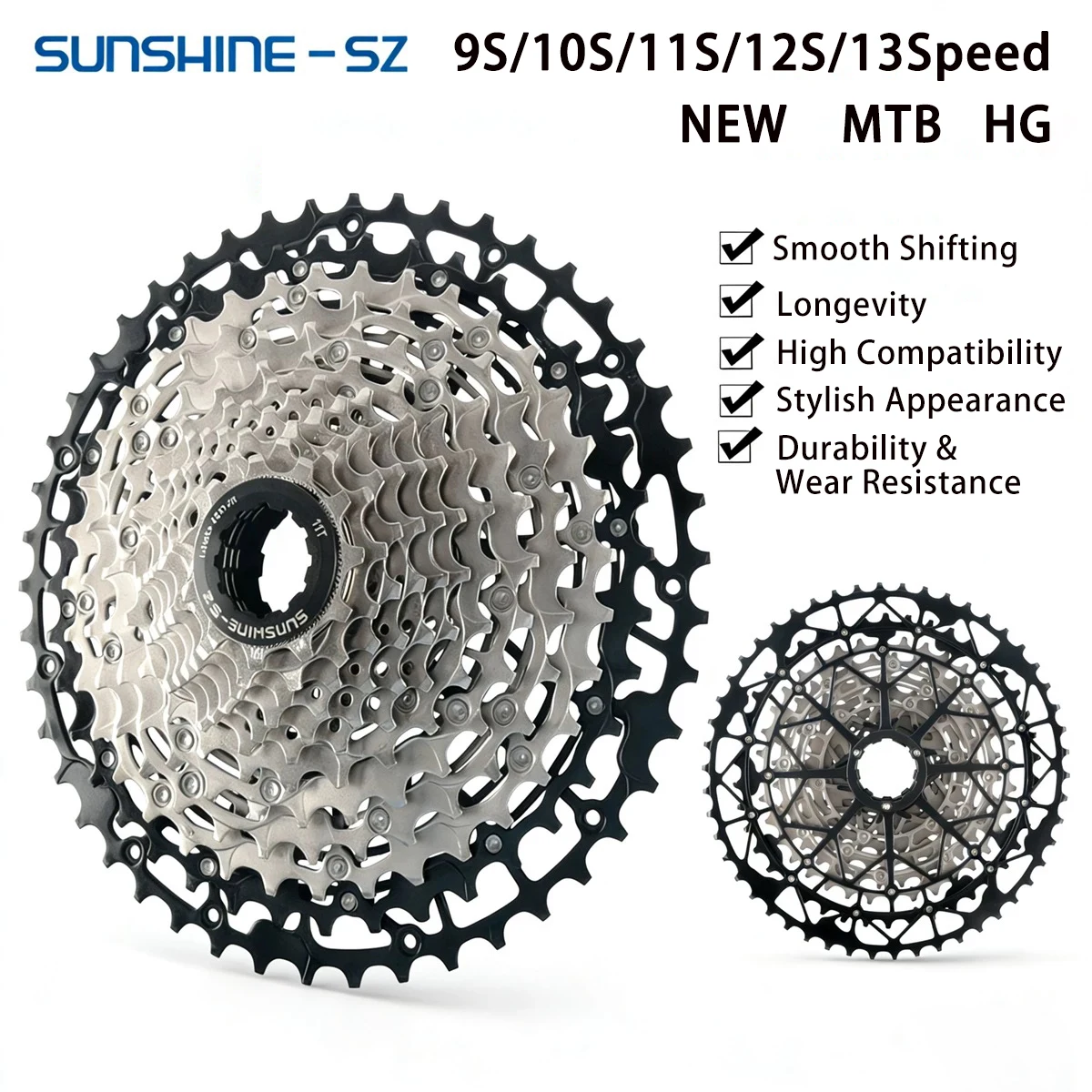 SUNSHINE Ultralight Bicycle Cassette Freewheel Steel Material 9/10/11/12/13 Speed HG Structure Sprocket for Mountain Bike
SUNSHINE Ultralight Bicycle Cassette Freewheel Steel Material 9/10/11/12/13 Speed HG Structure Sprocket for Mountain Bike