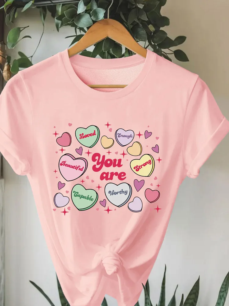 Cute Teacher Valentine Retro Heart Women's Love Positive Affirmations Short Sleeve Top Tees Harajuku Streetwear Drop shipping
Cute Teacher Valentine Retro Heart Women's Love Positive Affirmations Short Sleeve Top Tees Harajuku Streetwear Drop shipping