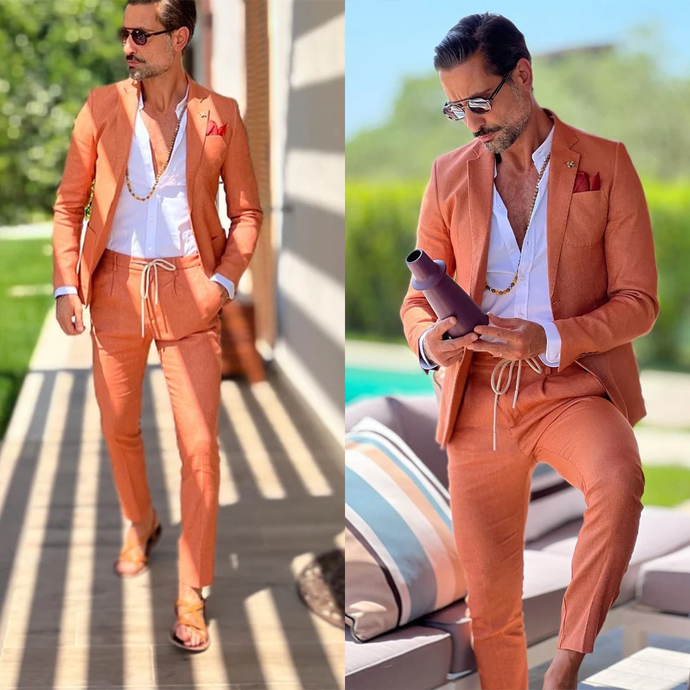 Classic Orange Men Suit Wedding Tuxedos Single Breasted Two-Piece Jacket And Pants Groom Groomsman Suits
Classic Orange Men Suit Wedding Tuxedos Single Breasted Two-Piece Jacket And Pants Groom Groomsman Suits