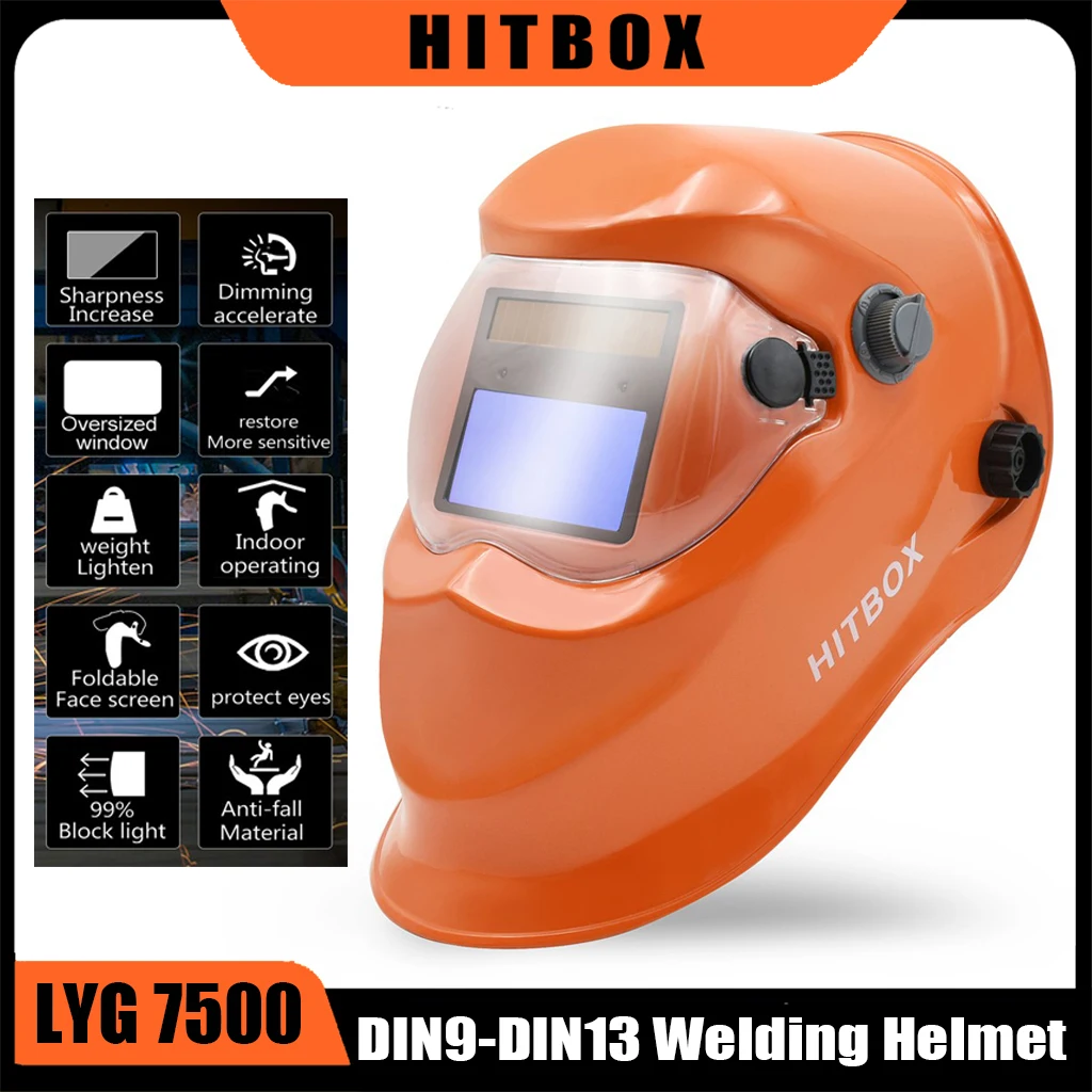 HITBOX DIN9-13 High Definition LCD Welding Helmet Dimming Screen Automatic Dimming for MMA MIG TIG Welder Machine Outdoor Mask
HITBOX DIN9-13 High Definition LCD Welding Helmet Dimming Screen Automatic Dimming for MMA MIG TIG Welder Machine Outdoor Mask