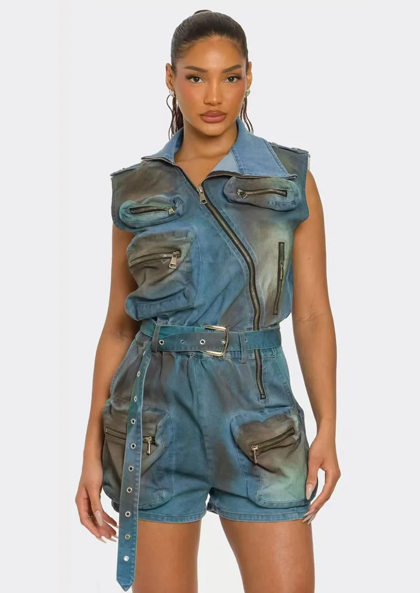 Ladies Jumpsuit Wasteland Style Niche Heavy Industry Retro Multi Pocket Washed And Worn Sleeveless With Zipper And Belt
Ladies Jumpsuit Wasteland Style Niche Heavy Industry Retro Multi Pocket Washed And Worn Sleeveless With Zipper And Belt
