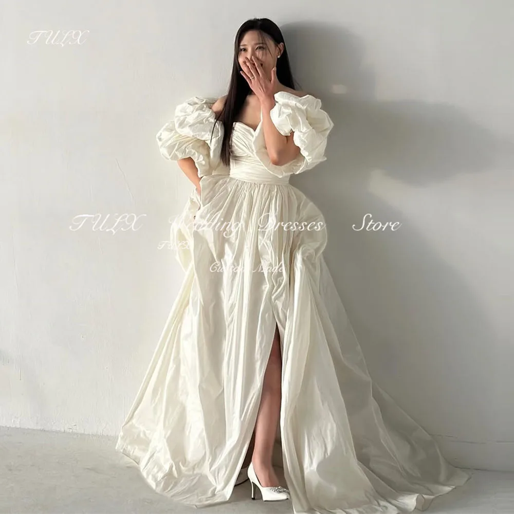TULX Princess A line Taffeta Wedding Dress Korea Photo Shoot V Neck Puff Sleeves Floor Length Bridal Gowns Corset Customized
TULX Princess A line Taffeta Wedding Dress Korea Photo Shoot V Neck Puff Sleeves Floor Length Bridal Gowns Corset Customized